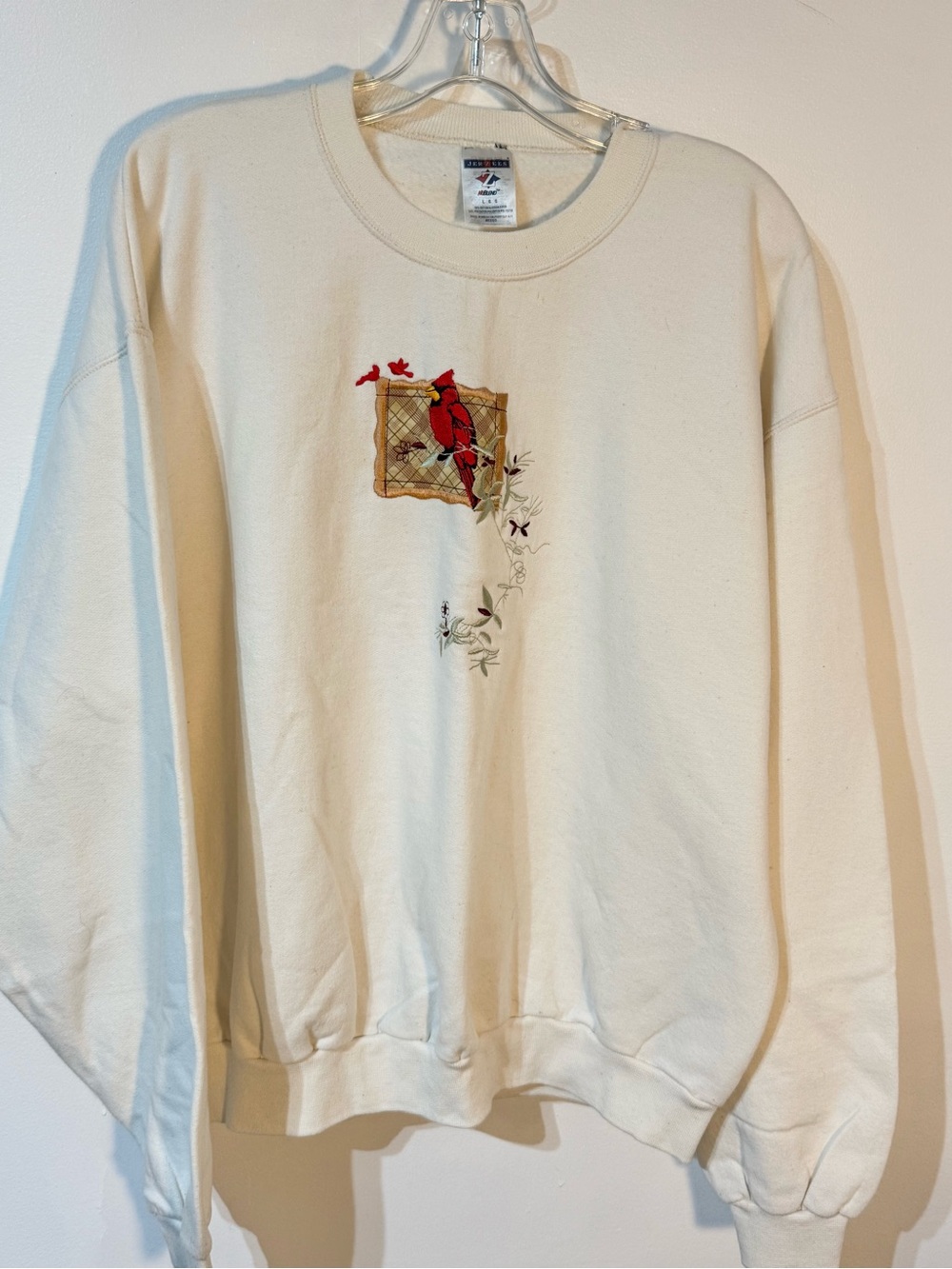 Jerzees Cream Sweatshirt with Cardinal Embroidery